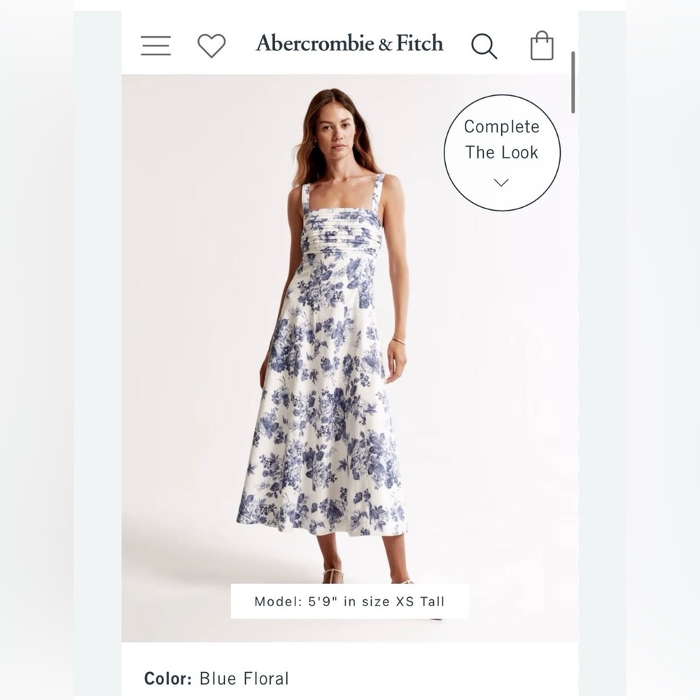 Abercrombie emerson fit and flare midi dress size Small petite color Blue Floral